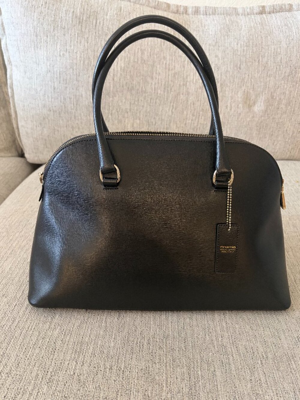 Classic Italian Leather Black Cromia Satchel w/Removeable Clutch and Purse Pouch - Picture 3 of 16